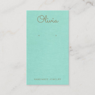 Turquoise Blue Script  Earring Display Business Card