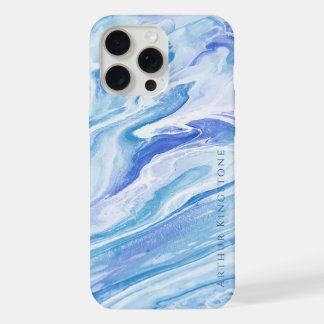 Turquoise Blue Seascape Marble Customizable iPhone 15 Pro Max Case