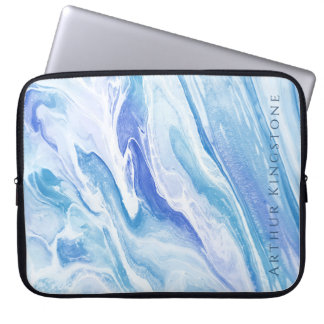 Turquoise Blue Seascape Marble Customizable Laptop Sleeve