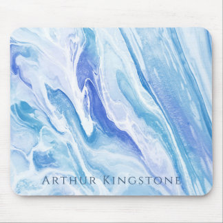 Turquoise Blue Seascape Marble Customizable Mouse Pad