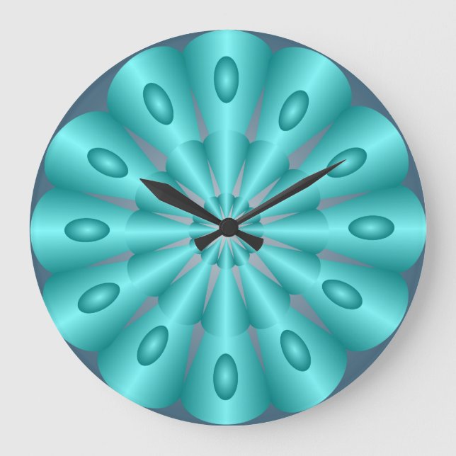 Turquoise Blue Silk Optical Illusion Wall Clock (Front)