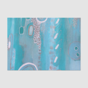 Turquoise Blue Silver Abstract Art Tissue Paper