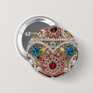 turquoise blue silver gold burgundy pink bohemian 2 inch round button