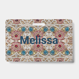 turquoise blue silver gold burgundy pink bohemian badge