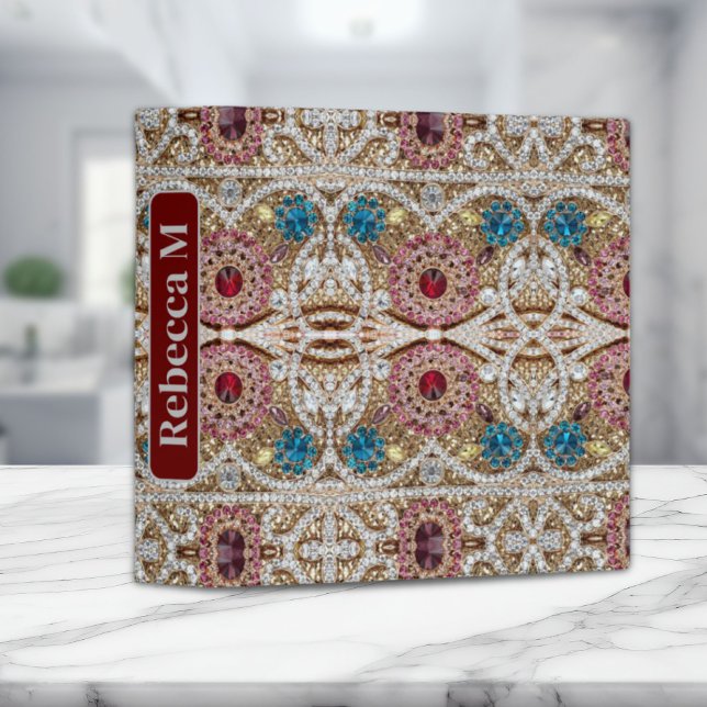 turquoise blue silver gold burgundy pink bohemian binder (turquoise blue silver gold burgundy pink bohemian 3 ring binder)