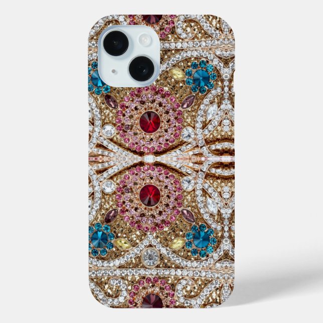 turquoise blue silver gold burgundy pink bohemian Case-Mate iPhone case (Back)