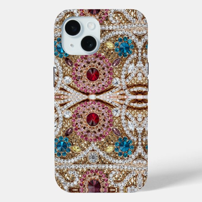 turquoise blue silver gold burgundy pink bohemian Case-Mate iPhone case (Back)