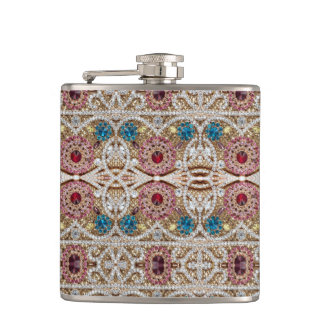 turquoise blue silver gold burgundy pink bohemian hip flask