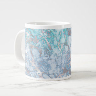 Turquoise Blue Silver Marble Large Coffee Mug