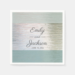 Turquoise Blue Silver Sea Glass Wedding Reception Napkin