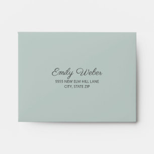 Turquoise Blue Silver Sea Glass Wedding Response Envelope