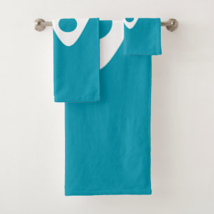 Turquoise Blue soft wave and bubbles Bath Towel Set