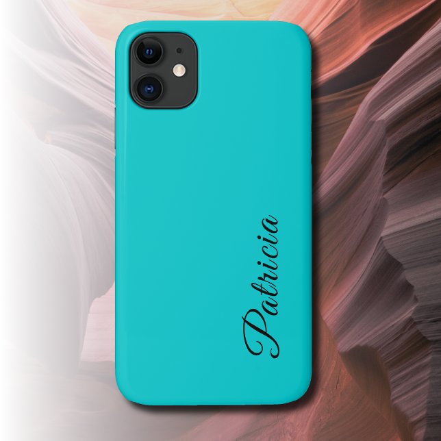 Turquoise Blue Solid Colour Minimalist Elegant Nam Case-Mate iPhone Case (Creator Uploaded)