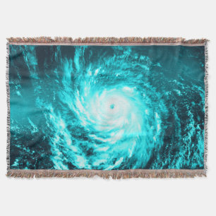 Turquoise Blue Spiral Hurricane Throw Blanket