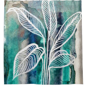  Turquoise Blue & Teal Modern Botanical Watercolor