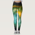 Turquoise blue teal orange galaxy stars photo bold leggings<br><div class="desc">Be a trendsetter in these super stunning photography leggings of sparkly white stars on a teal, orange, green, and black nebula, celestial background! Work out, run errands, or just hang out. So unique, you’ll never have to worry about any copycats! Add a solid black top for the ultimate in casual...</div>