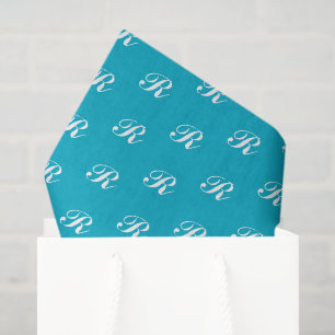 Turquoise blue tissue paper with custom monogram