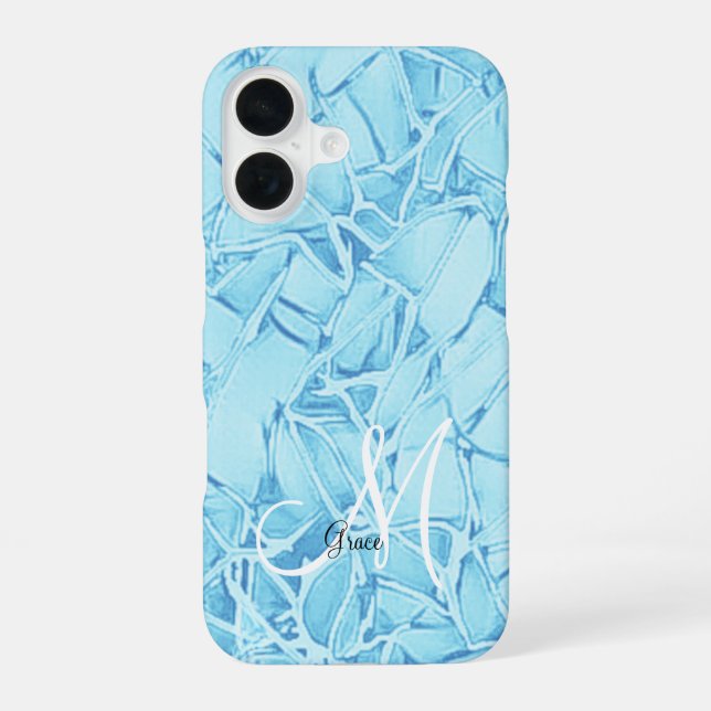 Turquoise Blue To Monogram iPhone 16 Case (Back)