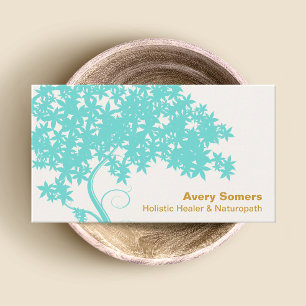 Turquoise Blue Tree Holistic Healer Naturopath Business Card