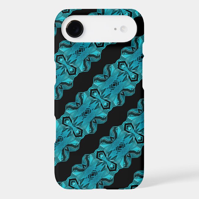Turquoise Blue Unique Pattern/Stripes Case-Mate iPhone Case (Back)