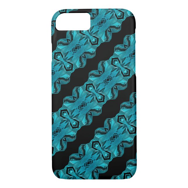 Turquoise Blue Unique Pattern/Stripes Case-Mate iPhone Case (Back)