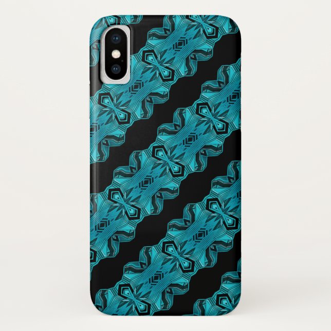 Turquoise Blue Unique Pattern/Stripes Case-Mate iPhone Case (Back)