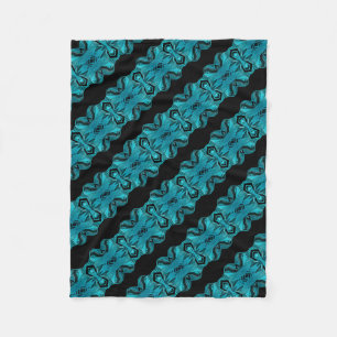 Turquoise Blue Unique Pattern/Stripes Fleece Blanket