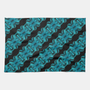 Turquoise Blue Unique Pattern/Stripes Kitchen Towel