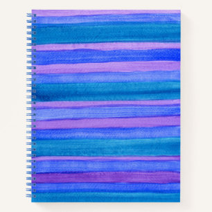 Turquoise, Blue, Violet Painted Stripes Notebook