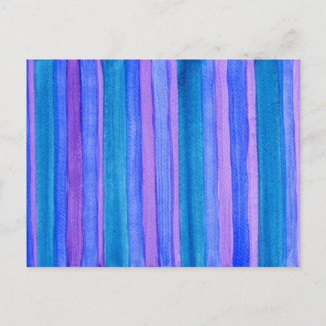 Turquoise, Blue, Violet Painted Stripes Postcard (Front)