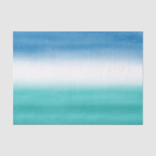 Turquoise Blue Watercolor Ombre Tissue Paper