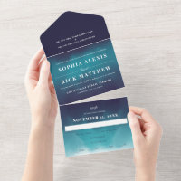 Turquoise Blue Waves Ombre Wedding
