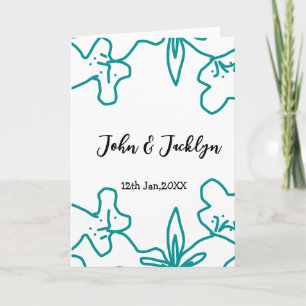 Turquoise blue wedding couple name date flstylish  card
