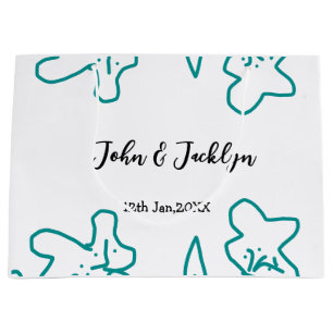Turquoise blue wedding couple name date flstylish  large gift bag