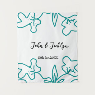 Turquoise blue wedding couple name date flstylish  tapestry