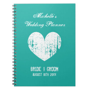 Turquoise blue wedding planner organizer notebook