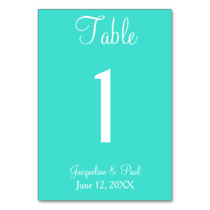 Turquoise Blue Wedding Table No. Cards