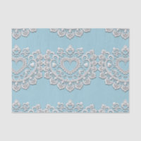 Turquoise Blue White Lace Heart Wedding Bridal