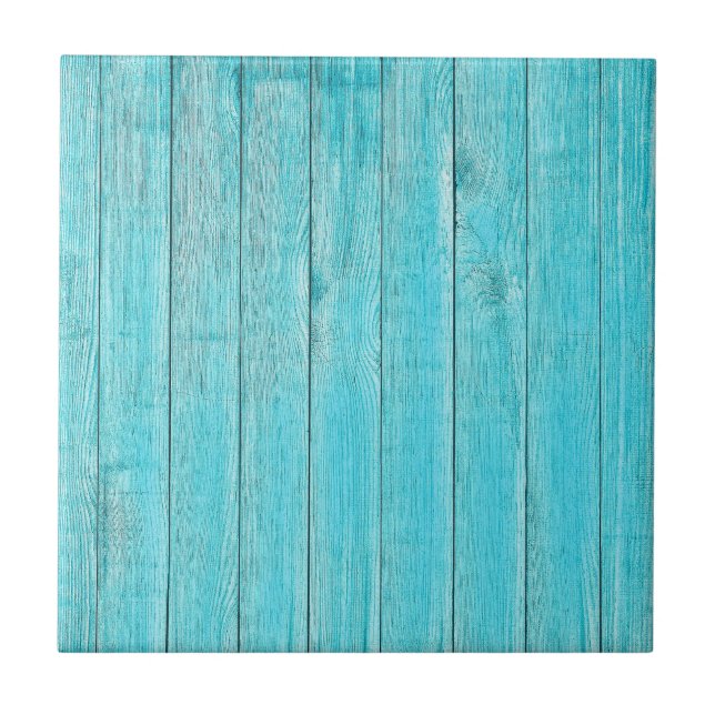 Turquoise Blue Wood Wall Texture Tile (Front)