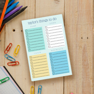 Turquoise Blue Yellow Organized Things to Do Post-it Notes
