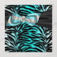 Turquoise Blue Zebra All Occasion Party Invitation