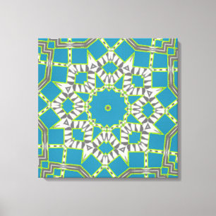 Turquoise Blue Zebra Green Kaleidoscope Pattern Canvas Print