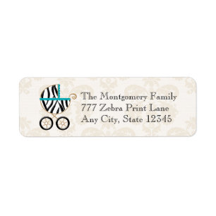 Turquoise Blue Zebra Print Baby Carriage Retour