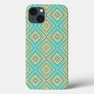 Turquoise Blues Alternative Diamond Pattern iPhone 13 Case