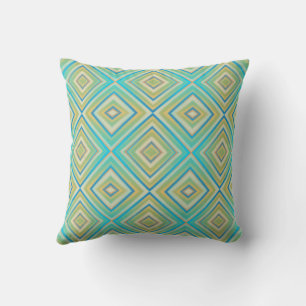 Turquoise Blues Alternative Diamond Pattern Throw Pillow