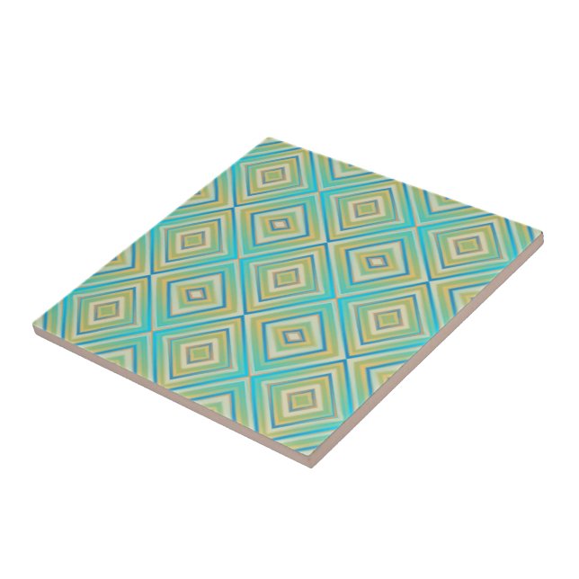 Turquoise Blues Alternative Diamond Pattern  Tile (Side)