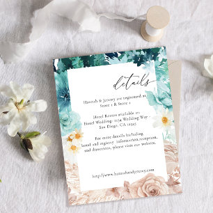 Turquoise & Blush Pink Floral Enclosure Card 3-V2