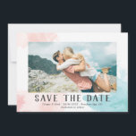 Turquoise & Blush Watercolor - Photo Save the Date<br><div class="desc">Photo save the date card with pretty watercolor wash in blush pink and turquoise. Save the date and your wedding details in dark grey. The back features a pale blue pattern.</div>