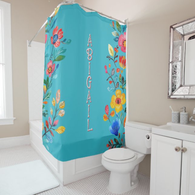 Turquoise Boho Personalized Name Mexican Floral (In Situ)