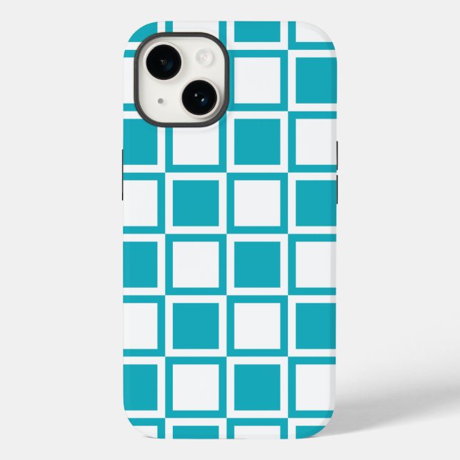 Turquoise Bold Mod Squares Case-Mate iPhone Case (Back)